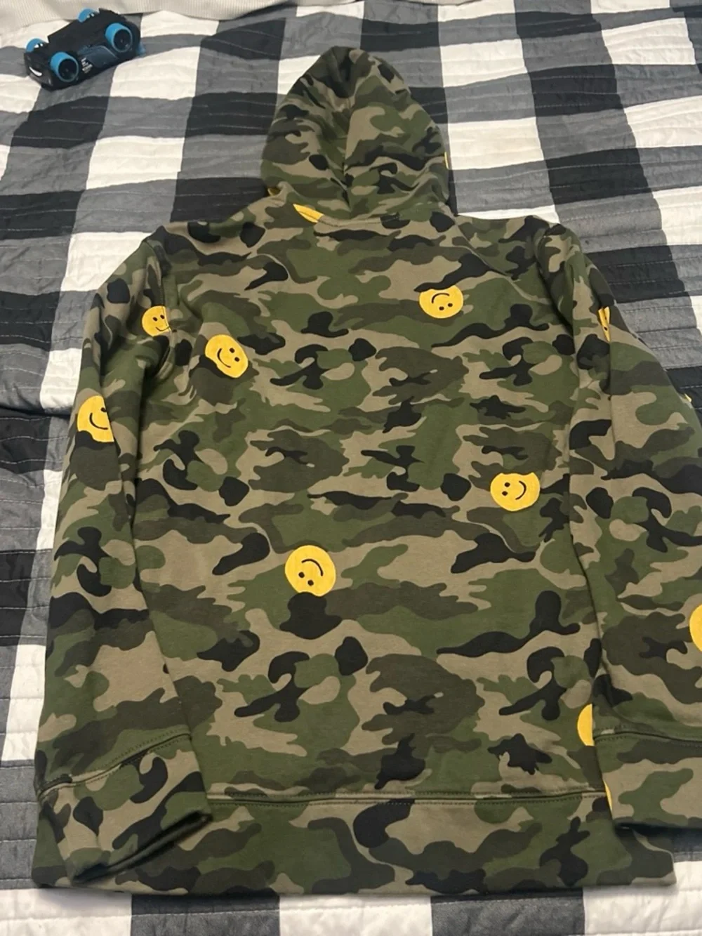Old Navy Kids Camo Hoodie with Yellow Smile Faces